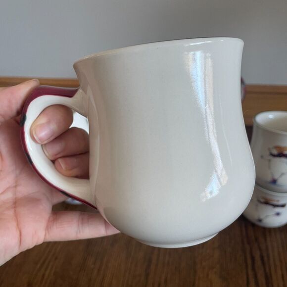 Set of 8 Pfaltzgraff Polar Bear Mugs 14 oz Ice Skating Bear With Hat - Picture 3 of 9